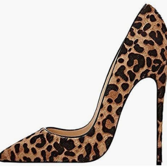NEW FSJ Women Sexy Leopard Printed Pointy Toe High Heel Stilettos Sz 11 - Picture 7 of 10